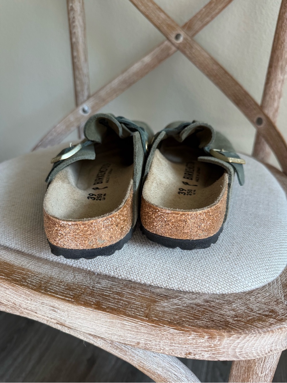 Birkenstock Olive Suede Braided Strap Clogs - Picture 4 of 8